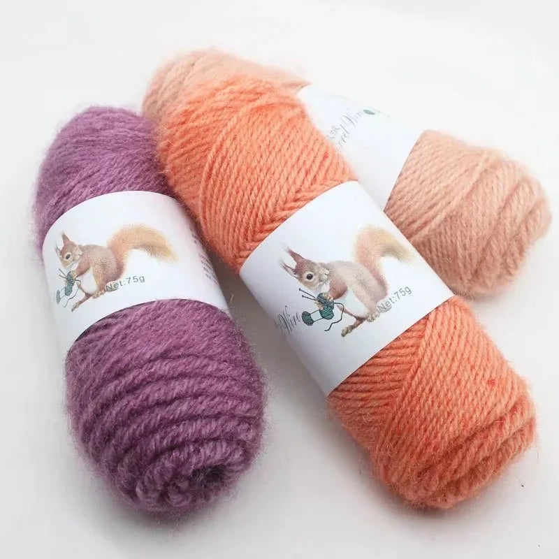 3PCS DIY Christmas Gift Squirrel Fluffy Yarn for Hand Knitting Hats, Scarves, Coats, and Blankets