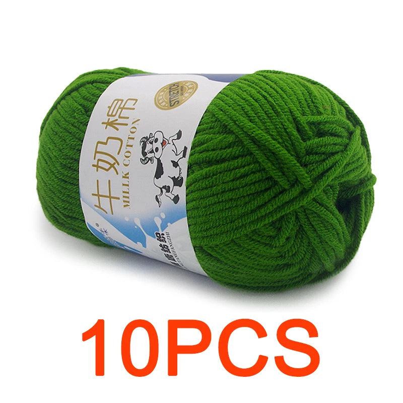 10 Pieces Milk Cotton Knitting Yarn Soft Warm Yarn for Hand Knitting and Crochet Projects