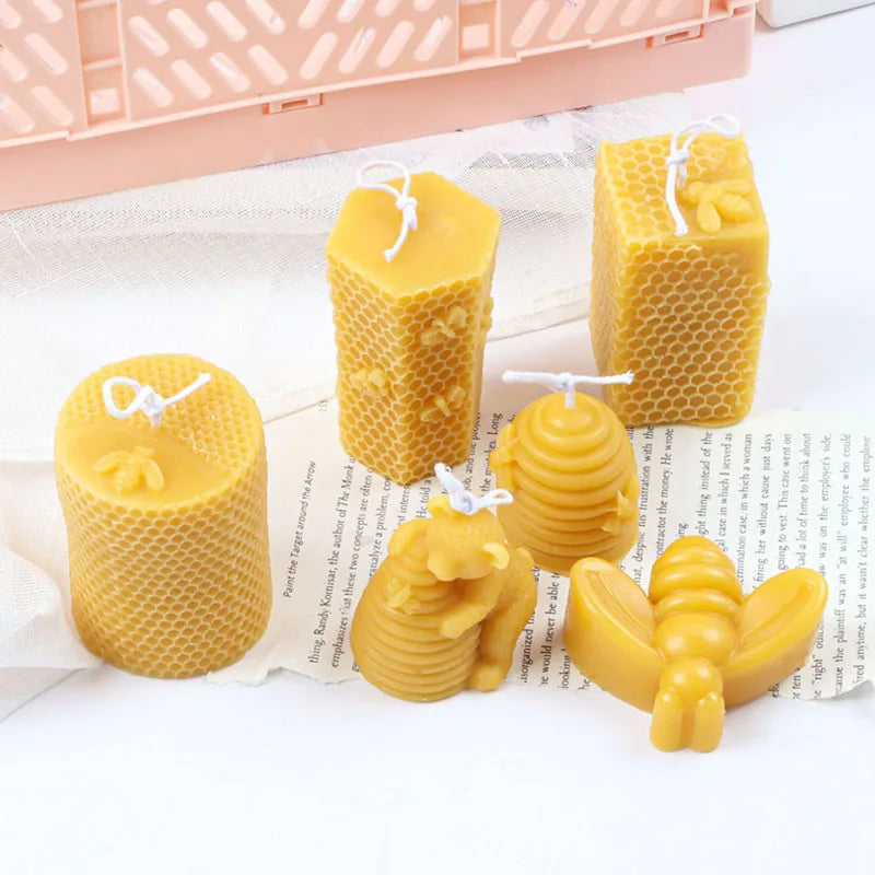 3D Bear Honeycomb Candle Silicone Mold Geometric Soy Wax Candle Gypsum Soap Mould Aromatherapy Resin Molds Craft Gift Home Decor