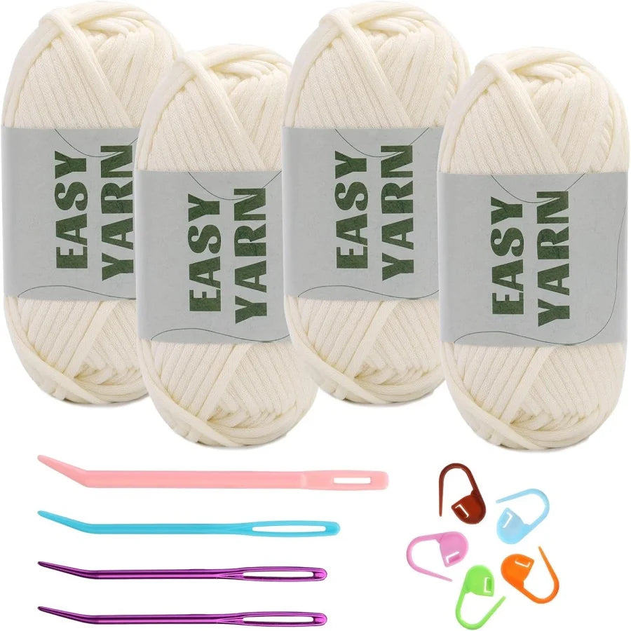 Beginner Crochet Yarn 50g Cotton Nylon Blend Easy Stitches