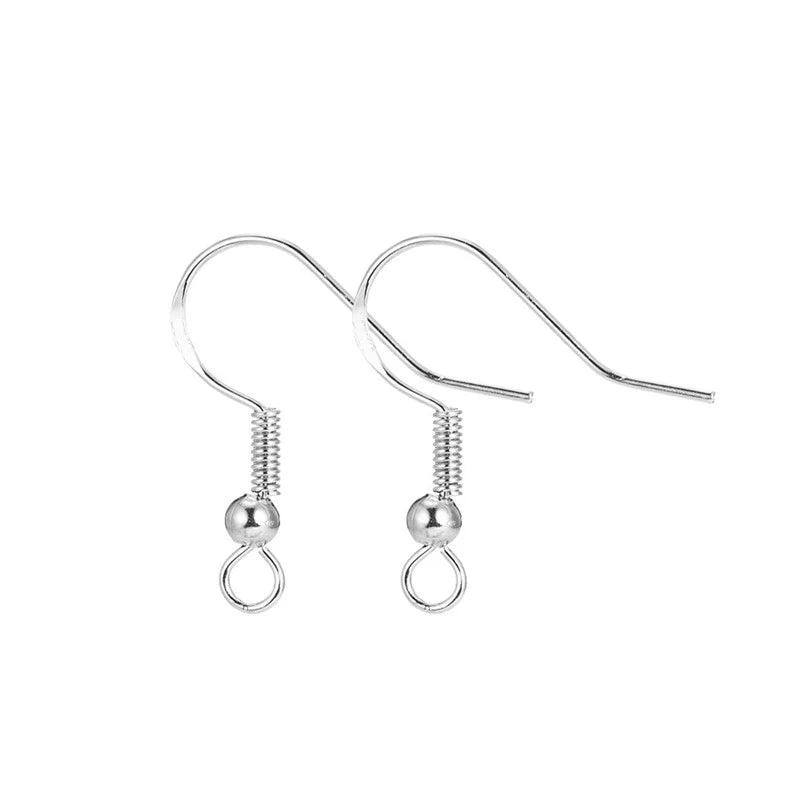 50pcs 925 Sterling Silver Plated Earrings Hooks Hypoallergenic Anti Allergy Earring Clasps Lot For Diy Jewelry Making Supplies