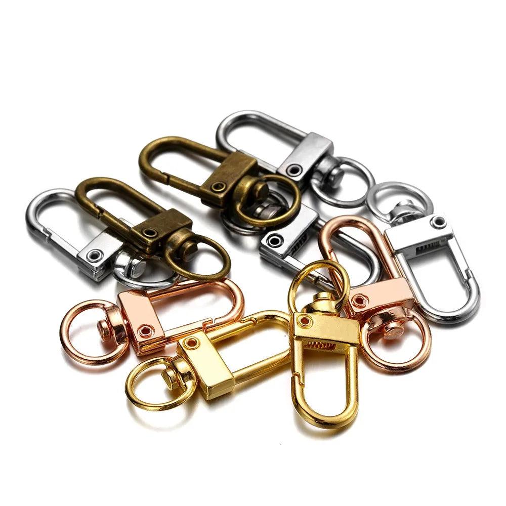 10pcs/lot 12x33mm Rotating Dog Buckle Gold Rhodium Metal Lobster Clasps Hooks For DIY Jewelry Making Key Ring Chain Accessories