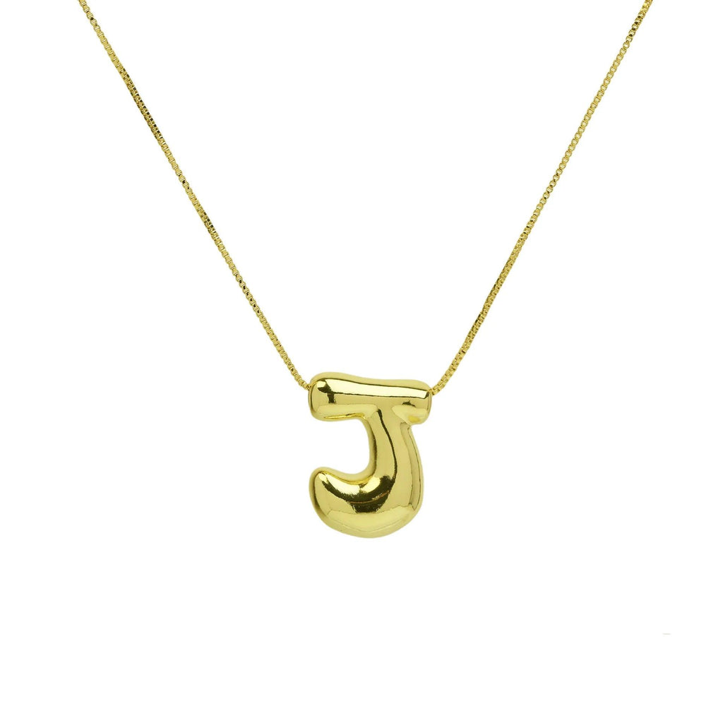 Trendy Gold Plated 18K Chunky Balloon Bubble Initial Letters Pendant Stainless Steel Choker Necklaces for Women Customized Chain