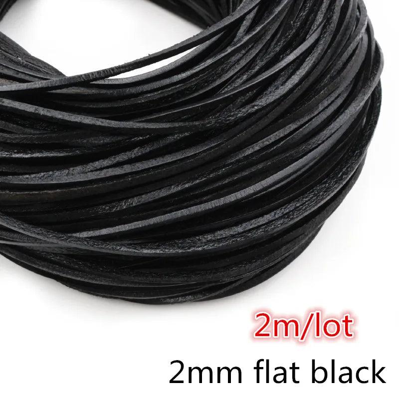 2-5m/lot 1-8mm Genuine Cow Leather Round/Flat Strand Thong Cord DIY Bracelet Findings Rope String For Jewelry Making Accessories