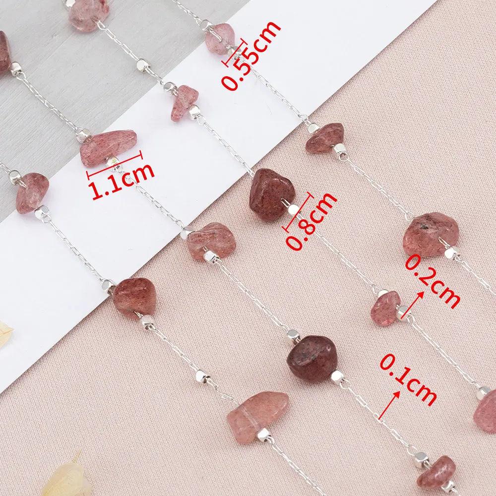 1meter Stone Chain Crystal Irregular Glass Stone Beads Links Chain for DIY Jewelry Making Necklace Bracelet Findings
