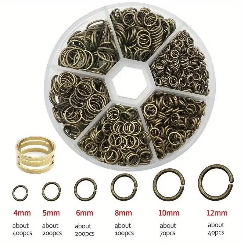 Mixed 6 Sizes Open Jump Rings, 4mm 5mm 6mm 8mm 10mm 12mm Jump Ring Jewelry Keychain For Jewelry Making Accessories