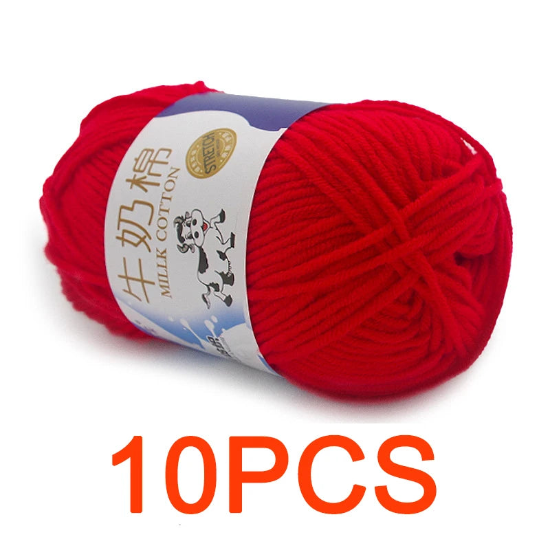 10 Pieces Milk Cotton Knitting Yarn Soft Warm Yarn for Hand Knitting and Crochet Projects