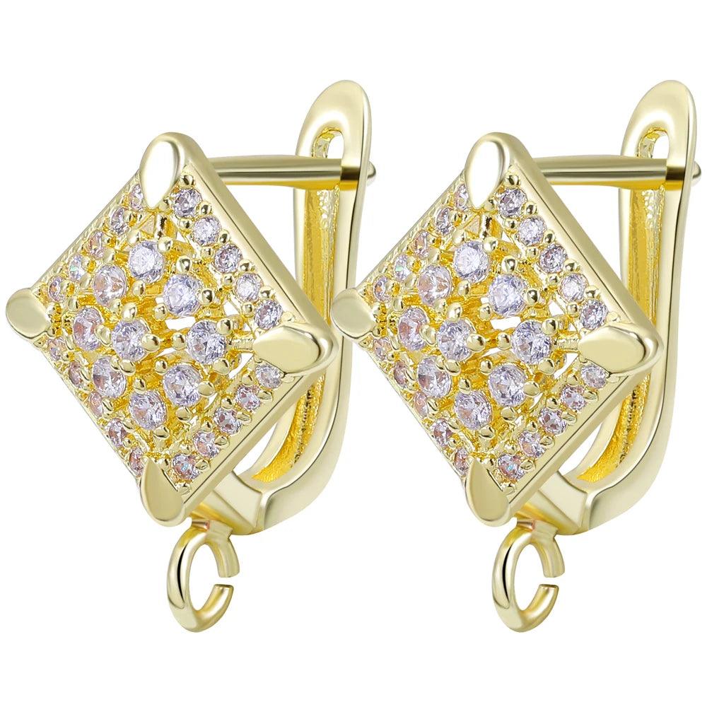 Juya Handmade 18K Real Gold Plated Earwire Fasteners Earring Hooks Accessories For DIY Women's Anti-Allergy Earrings Making