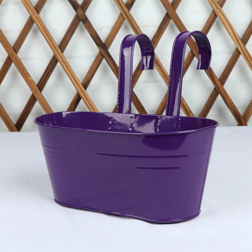 Metal Iron Hanging Flower Pots For Railing Fence Hanging Bucket Pots Countryside Style Window Flower Plant Holder