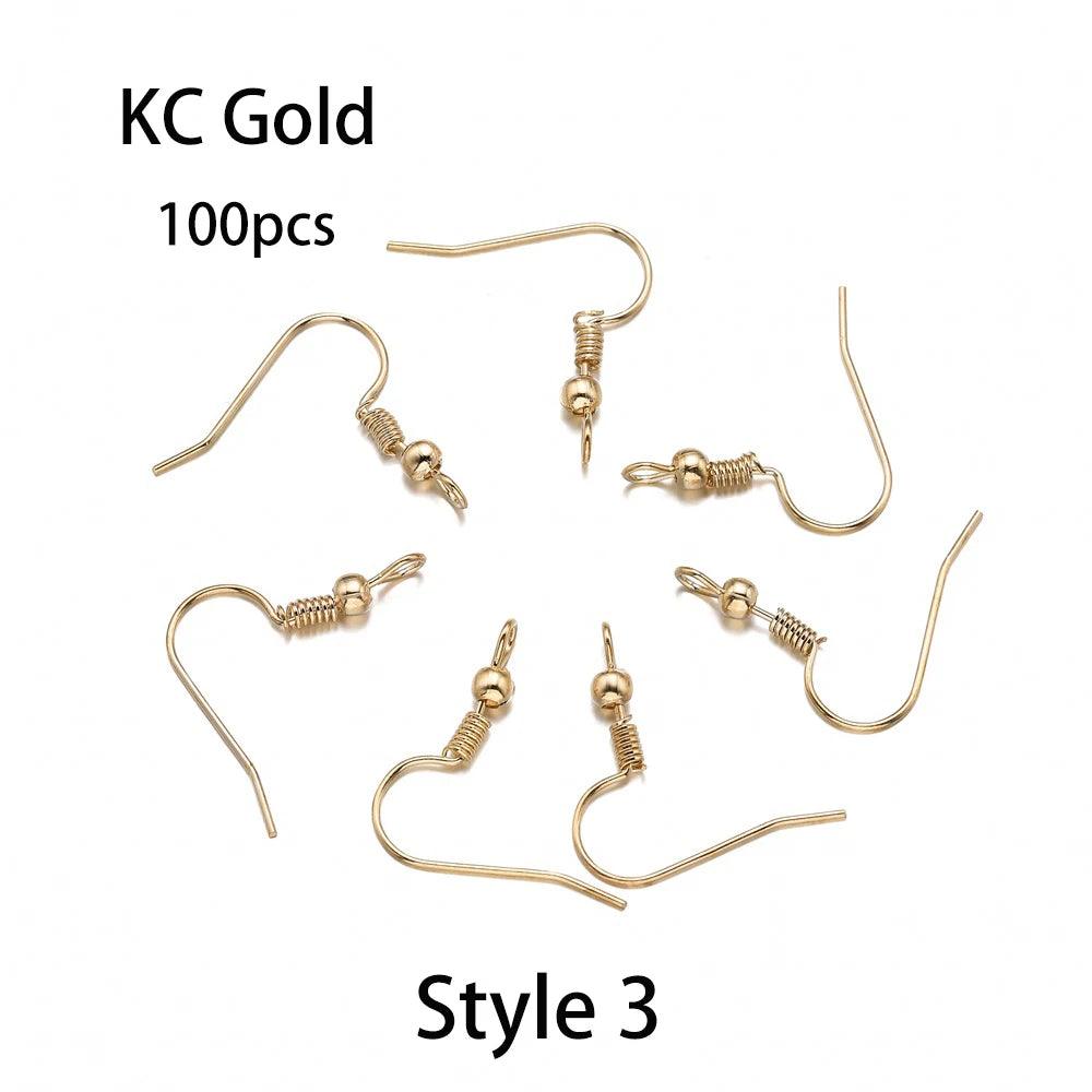 20-100pcs French Earrings Clasps Hooks Fittings DIY Jewelry Making Iron Hook Earwire Earring Findings Supplies