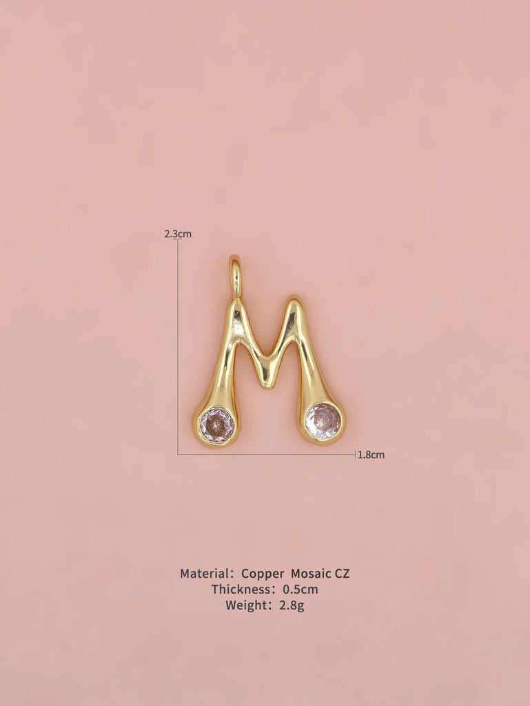 New Simple Versatile Round Zircon Plated Gold Copper 26 English Letters A-Z Pendant Men Women Necklaces Jewelry Making