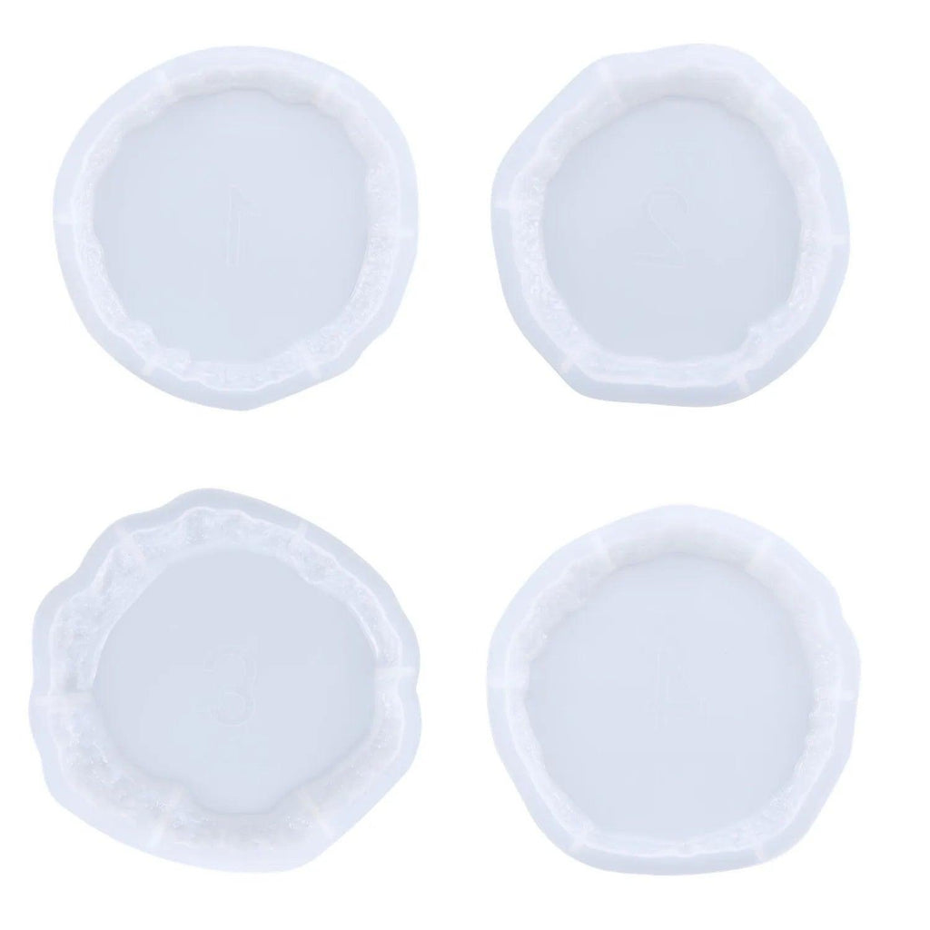 4pcs Epoxy Resin Mold Ore Shape Edge Coasters Mold Set, Large Resin Tray Mold, Silica Gel Ore Edge Coasters For DIY Resin Craft