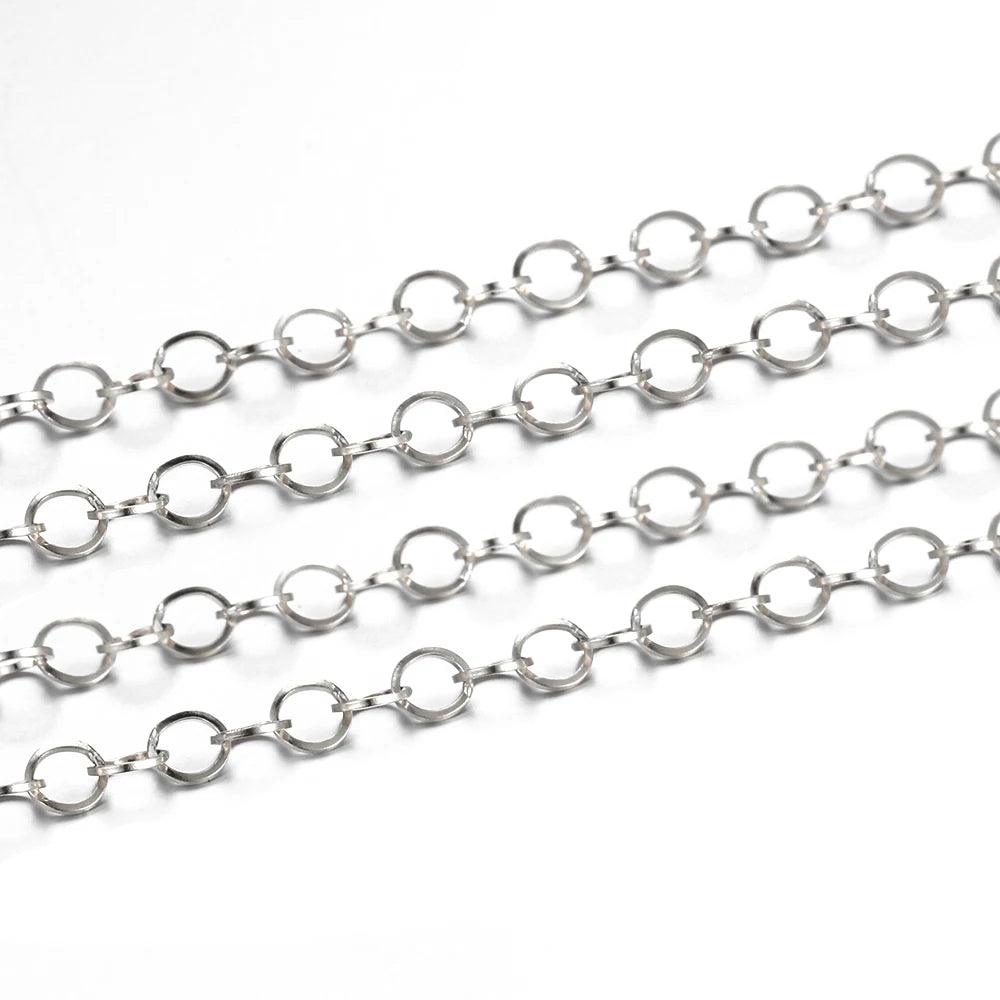 2Meters/lot 2/3/4/5mm Stainless Steel Circle Shape Chain for Necklace DIY Jewelry Making Findings Materials Accessories