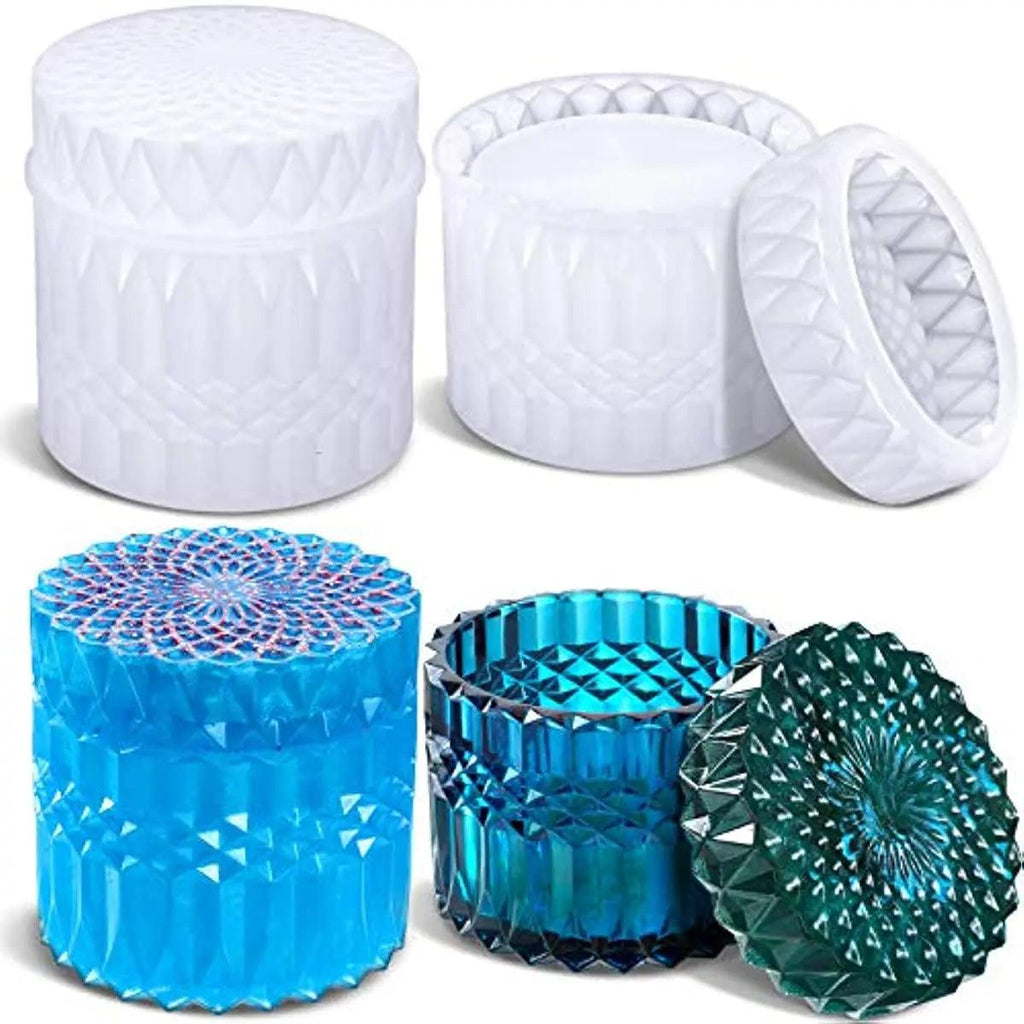 DIY Crystal Epoxy Resin Mold Set Table Jewelry Flat Bottom Crystal Storage Jar Silicone Mold