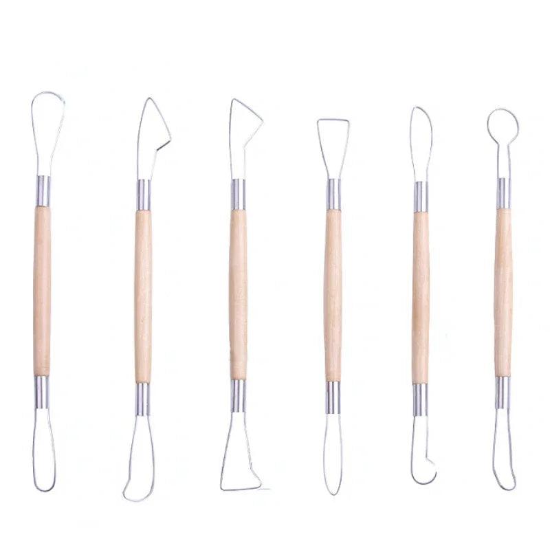 DIY Clay Sculpting Tools Kit Wax Pottery Ceramics Carving Tool Art Craft Clay Modeling Sculpture Carving Knife Set 6Pcs
