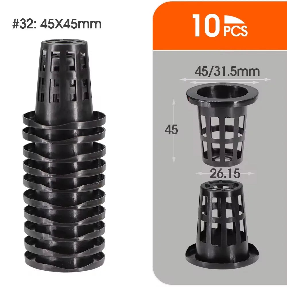 10PCS Greenhouse Black Plastic Slotted Mesh Cup Hydroponics Pot Bucket Basket Net Heavy Duty Container Aquaponics Orchids Planti