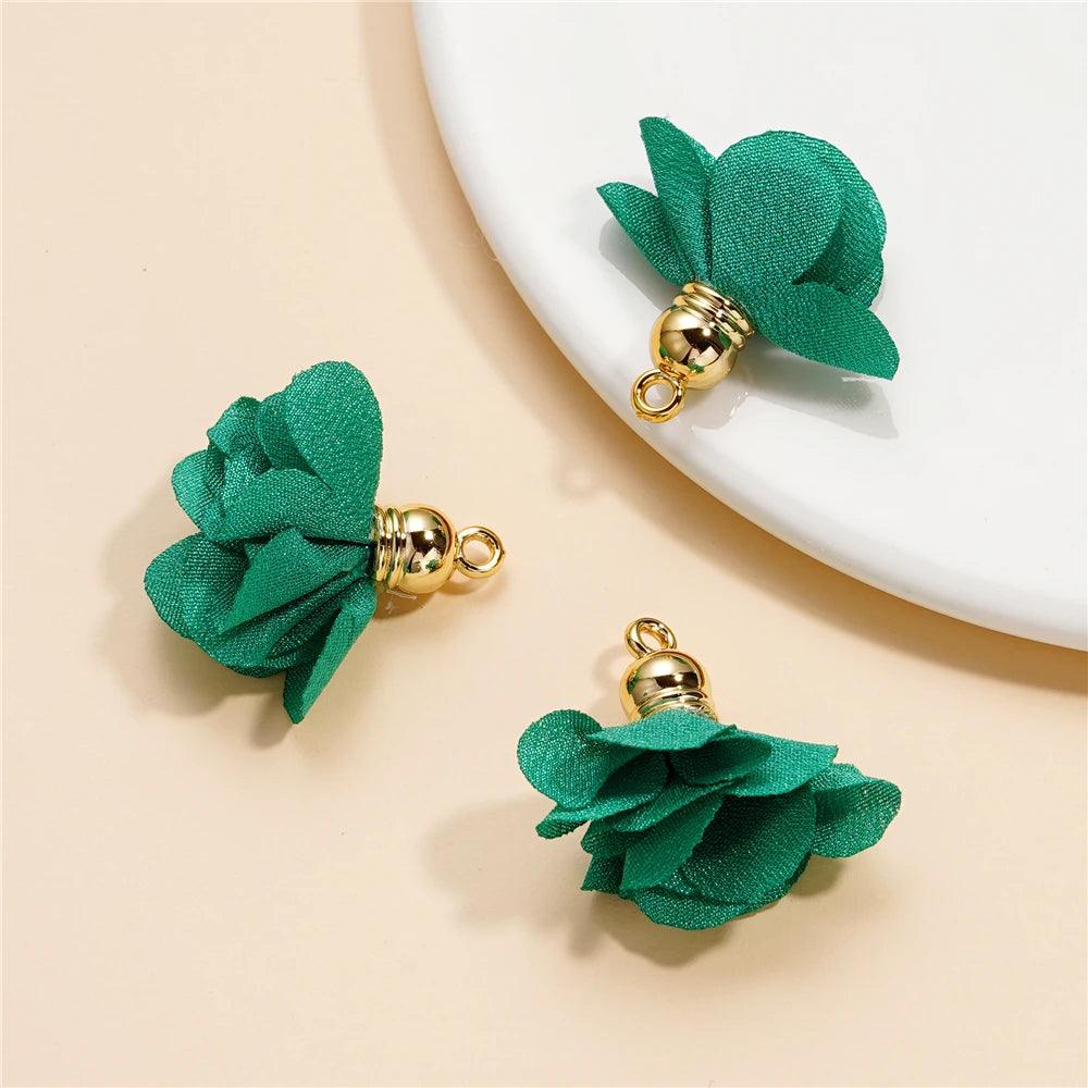 10Pcs/Lot Fabric Flower Tassel Pendants for Jewelry Making DIY Bracelet Earring Tassel Keychain Earring Making Accessories