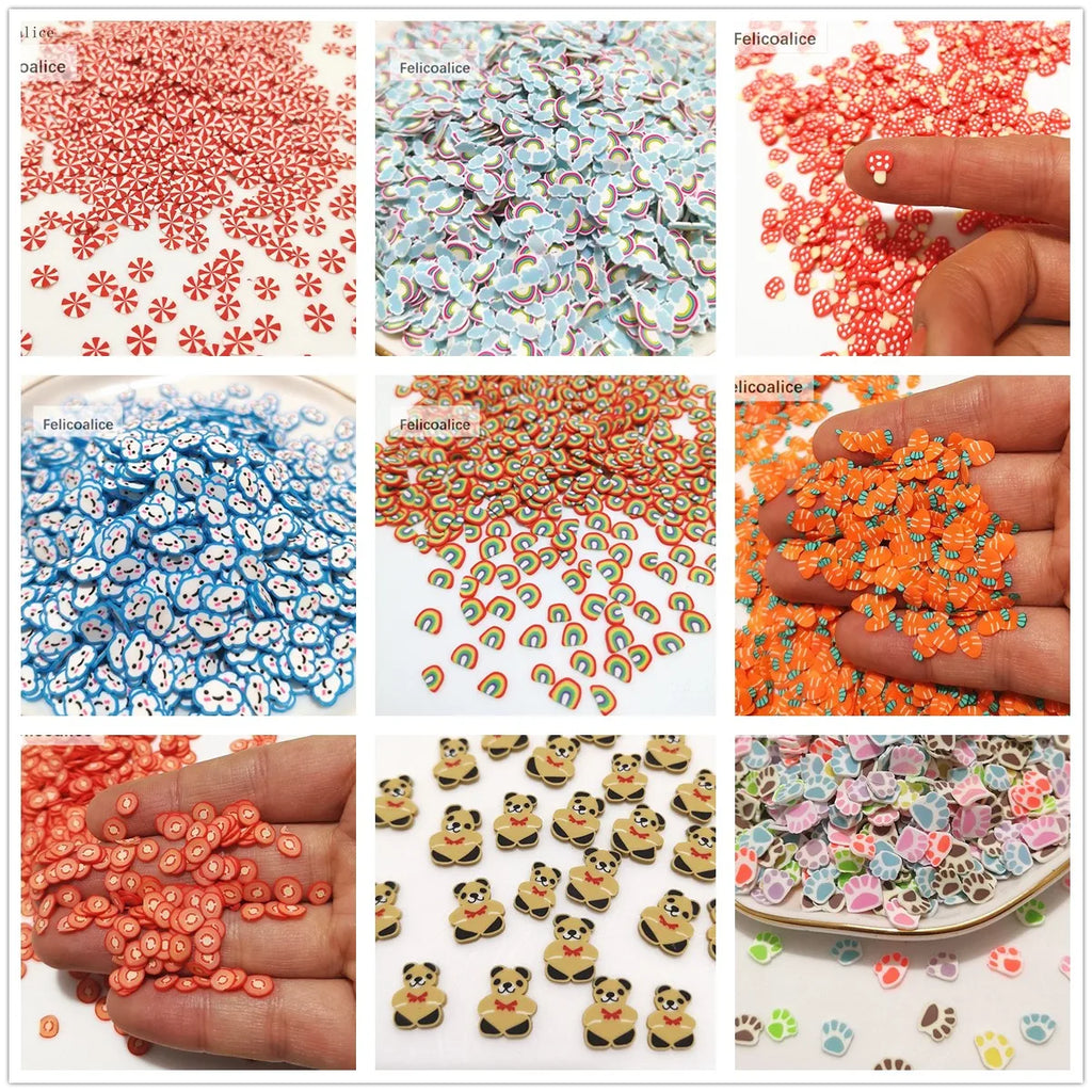 20g Kawaii Rainbow Soft Clay Slice DIY Nail Arts Decoration Polymer Clay Sprinkles for Crafts Simulation Food Play