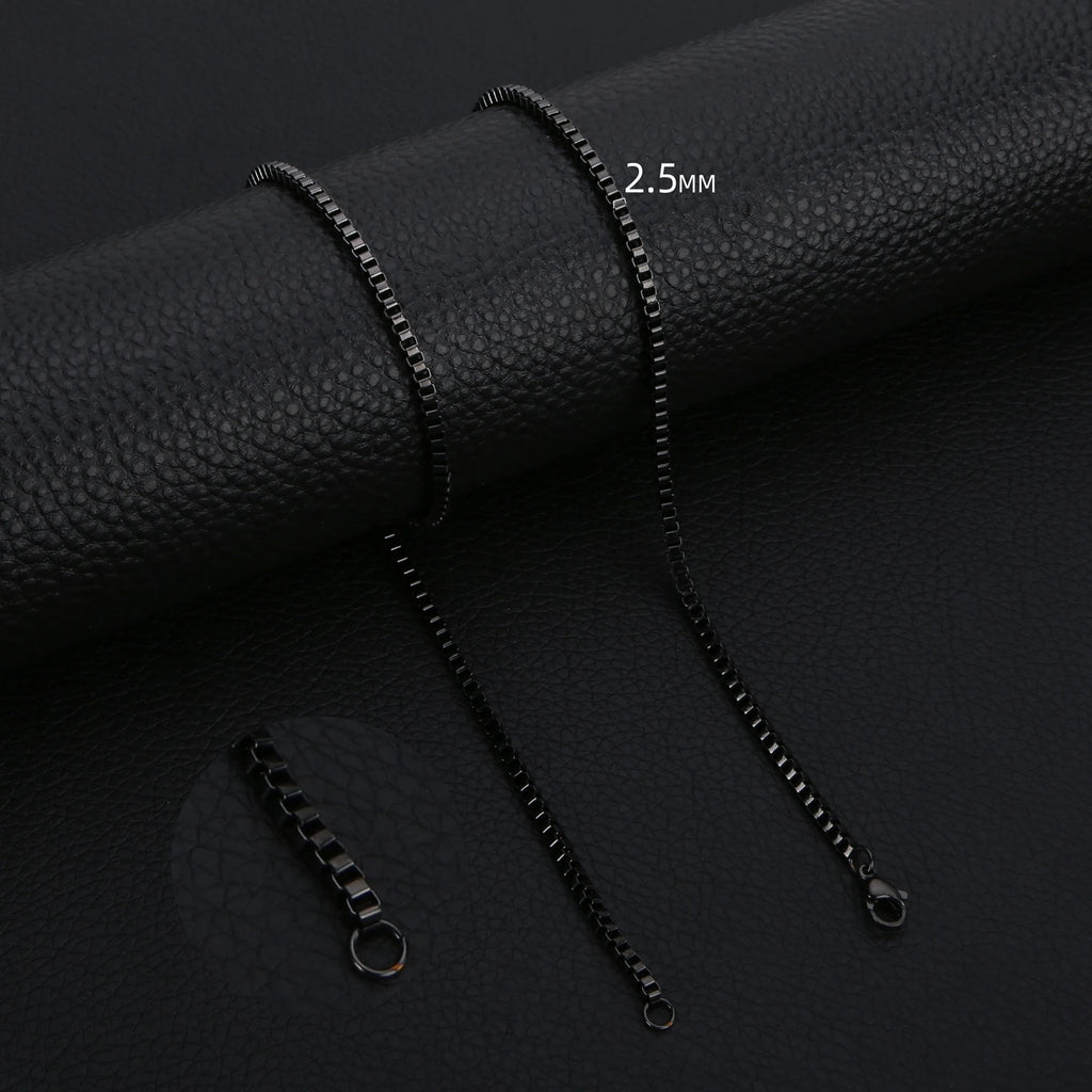 HIYEE 1.5 To 3 MM Thick Stainless Steel Box Chain Necklaces For Men And Women Jewelry Link Chokers With 18 To 24 Inches