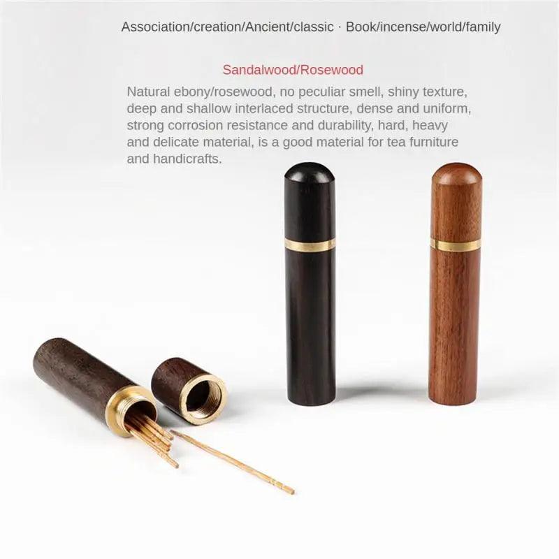 Portable Toothpick Holder Wooden Box Hiking Travel Wood Capsule Toothpick Needle Holder Storage Box Kitchen Table Accessories