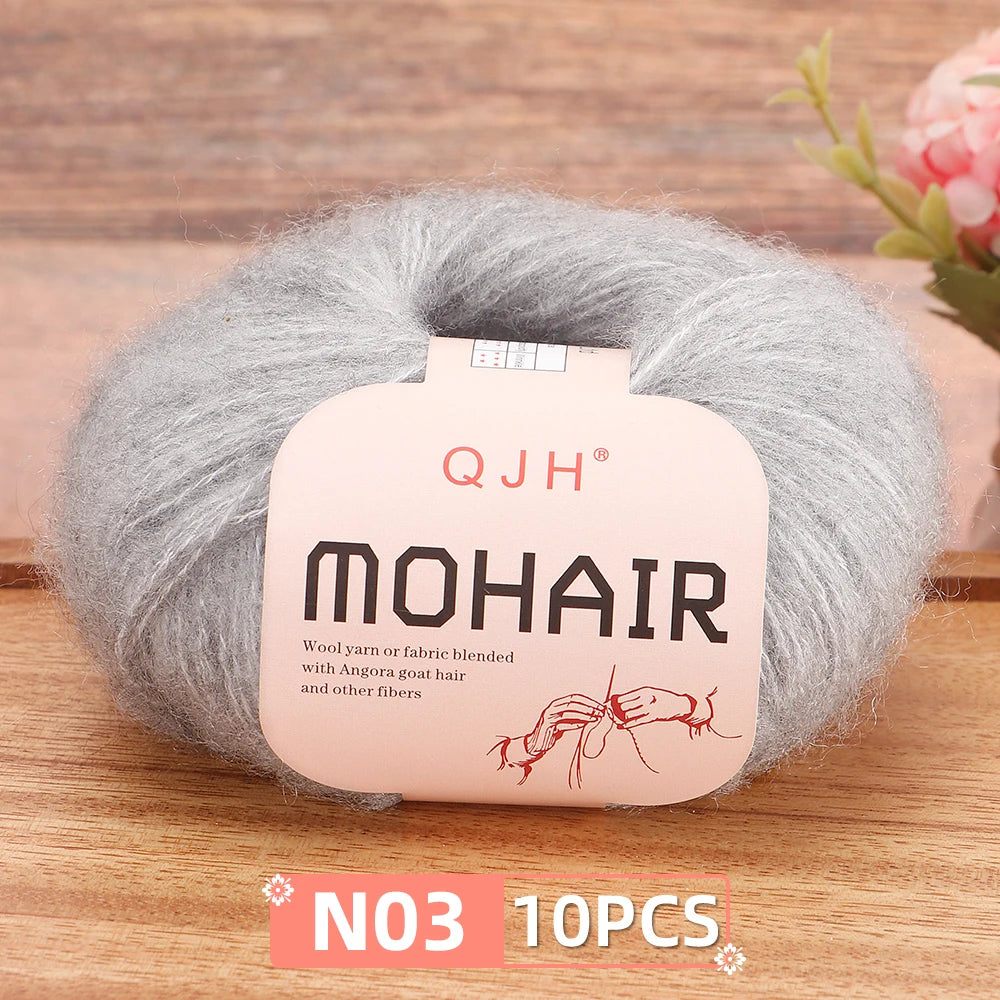 Soft Mohair Crochet Yarn Set 10 Pcs For DIY Knitting