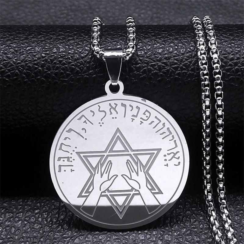 Tetragrammaton Jehovah Yahweh Hebrew Alphabet Necklace Women Men Stainless Steel Jewish Christianity Pendant Necklace Jewelry