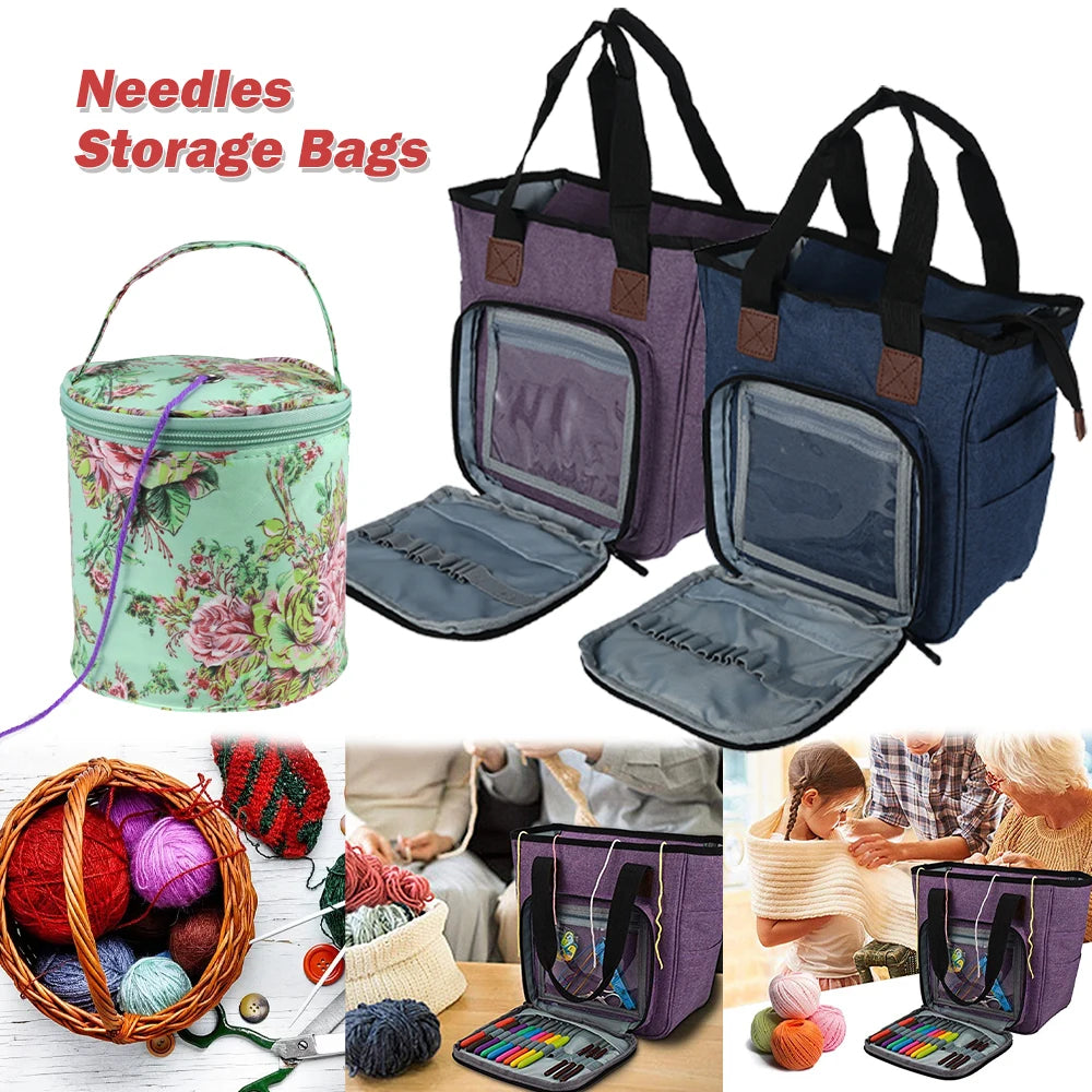 Empty Knitting Storage Bag Crochet Bag Yarn Tote Wool Crochet Hooks Sewing Needles Storage Bags For DIY Tool Household Organizer