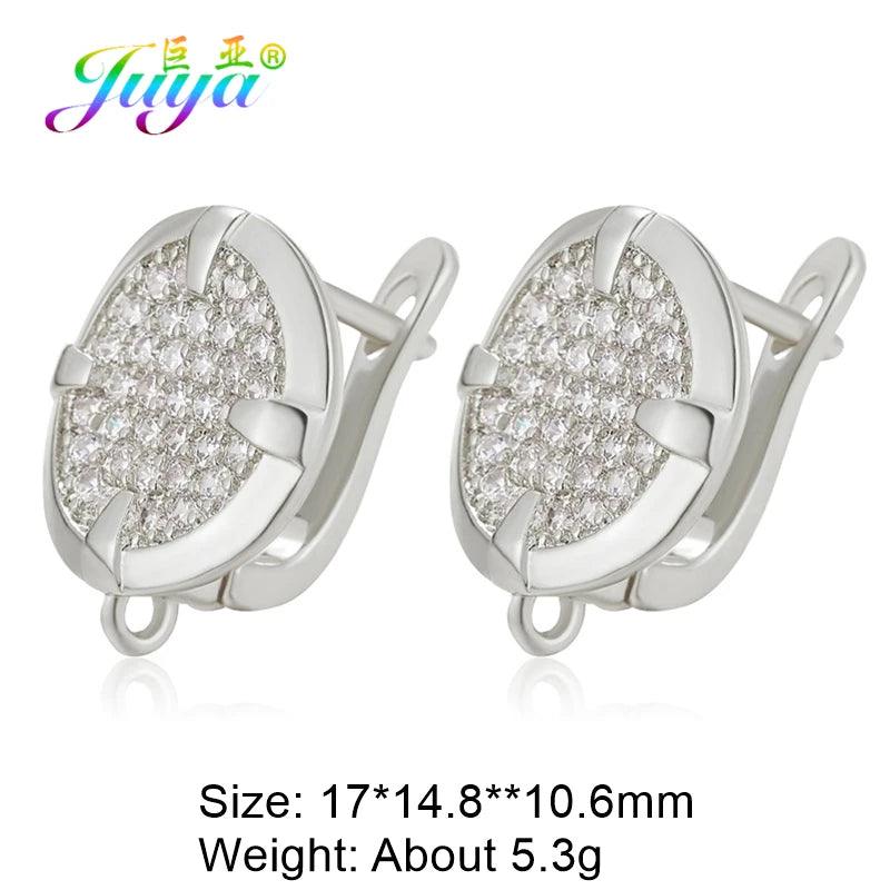 Juya DIY Women's Earring Making 18K Gold Silver Plated Basic Antiallergic Fixtures Ear Wire Fastener Hooks Accessories Supplies