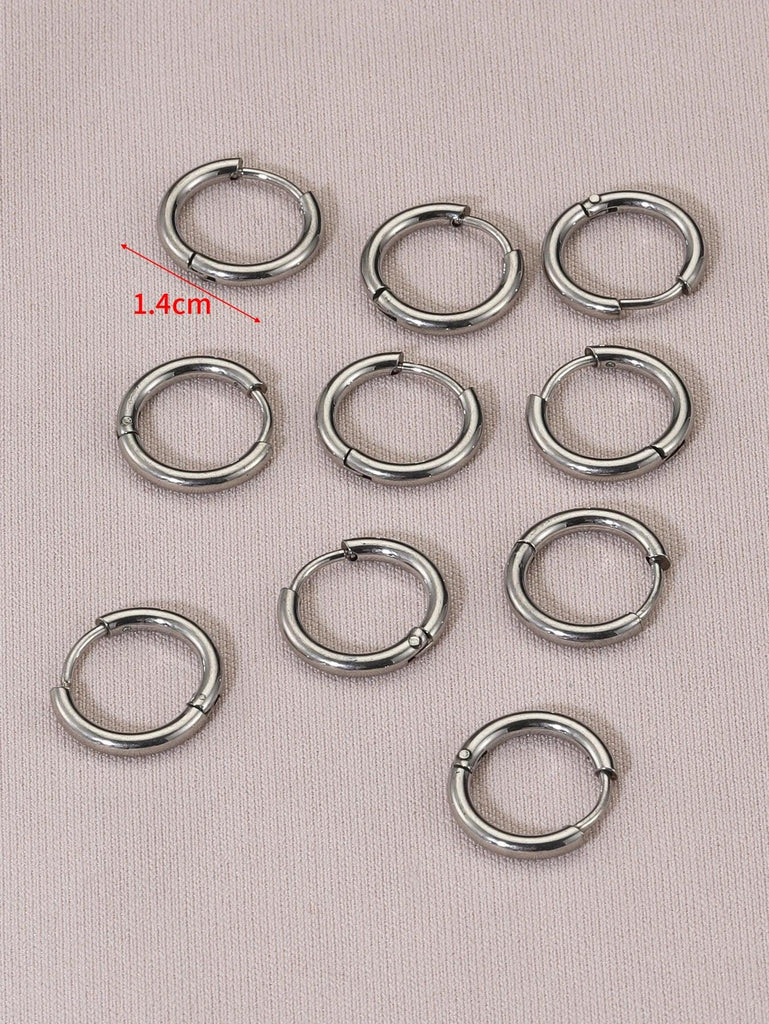 10pcs/Lot Stainless Steel Hoop Earrings Fashion Women Earring Men Punk Hiphop Jewelry Piercing Accessories Gifts Findings