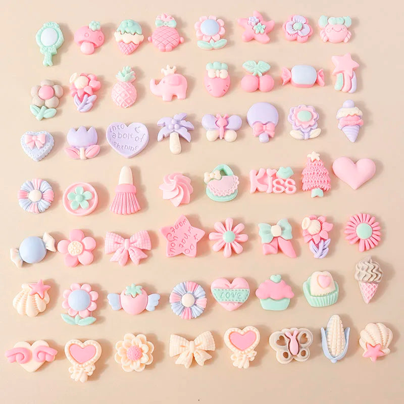 15pcs New Kawaii Summer Vacation Pink Flower Heart Butterfly Ice Cream Star Resin Earrings Charms Diy Jewelry Making Accessories