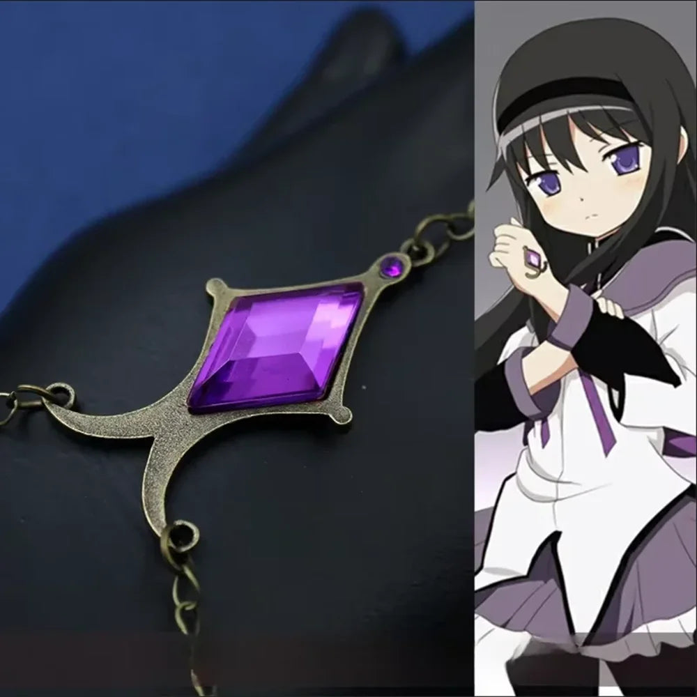 Game Charlotte Kaname Madoka Akemi Homura Accessories Gem Bracelet Rhombus Purple Gem Props Bracelet Fashion Jewelry