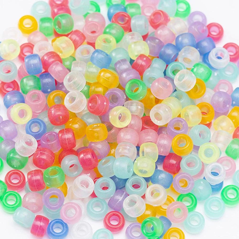 2000Pcs Bulk Glow in The Dark Bead Acrylic Pony Beads Kandi Beads for Necklace Bracelet Making Noctilucence Hair Bead for Braids
