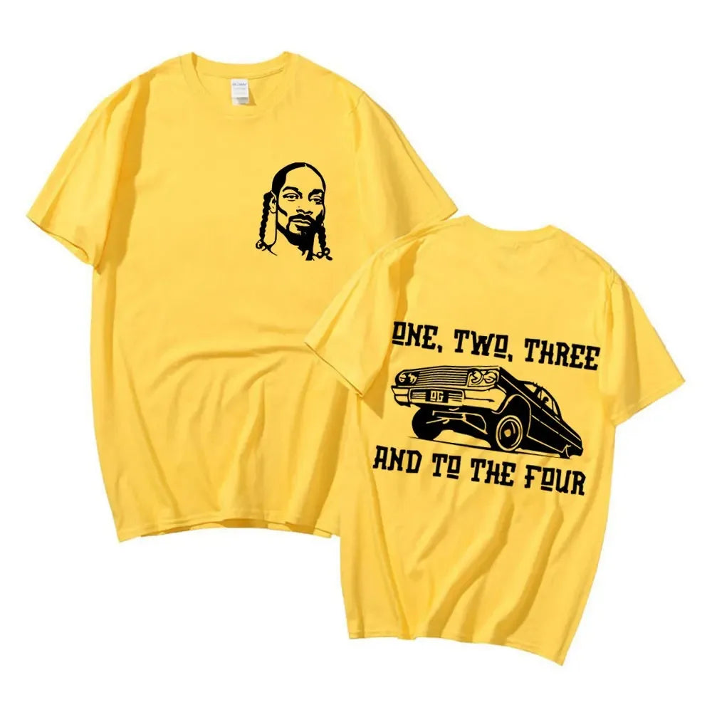 Snoop Dogg Cotton Hip Hop Style T Shirt One Two Three And To The Four Men's Streetwear Fashion