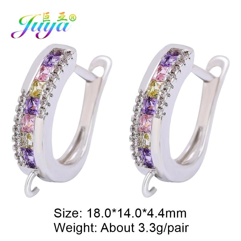 Juya DIY Women's Earring Making 18K Gold Silver Plated Basic Antiallergic Fixtures Ear Wire Fastener Hooks Accessories Supplies