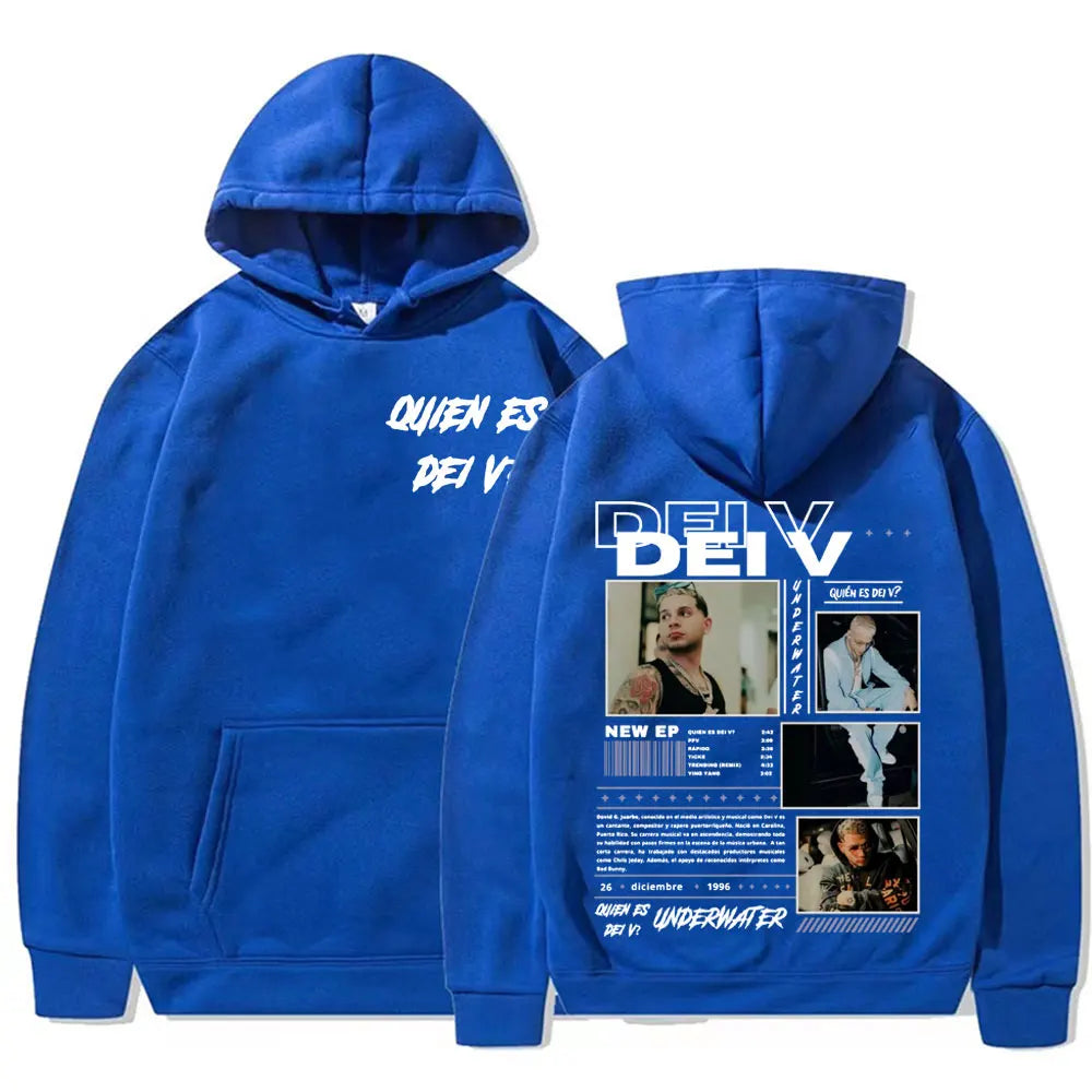 Rapper Quien Es Dei V? Underwater Tour Hoodie Men's Harajuku Fashion Hip Hop Punk Sweatshirts Unisex High Quality Casual Hoodies