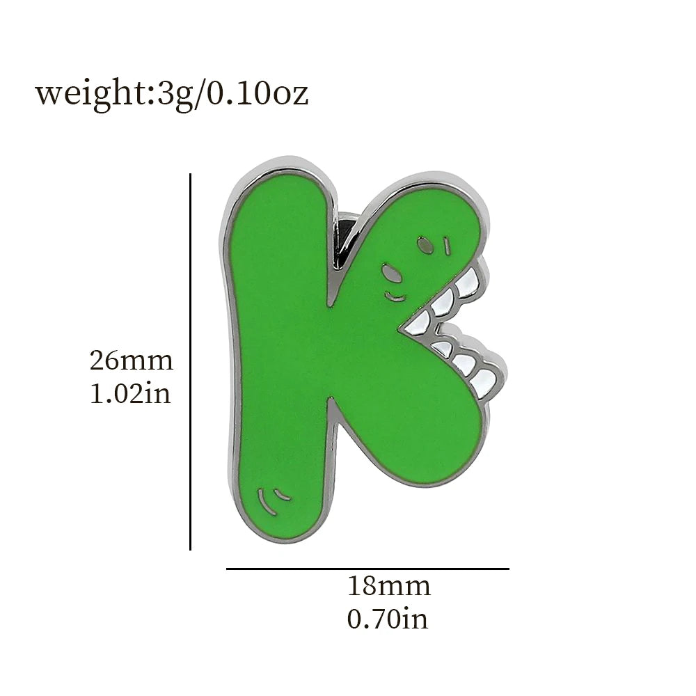 Cartoon 26 English Alphabet Shape Brooch Cute Metal Enamel Badge Clothing Backpack Lapel Pin Jewelry Accessories Gift