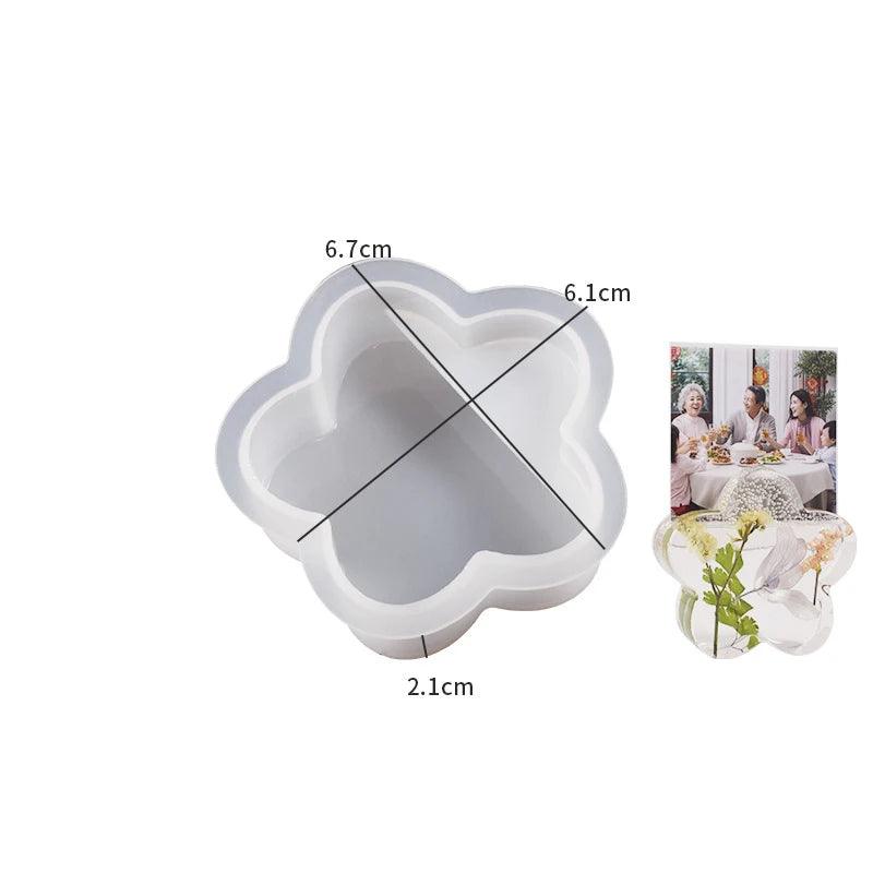 Business Card Holder Silicone Mold For DIY Crafting Half Circle Flower Cloud Rainbow Hexagon Shaped Molds Office Desktop Decor
