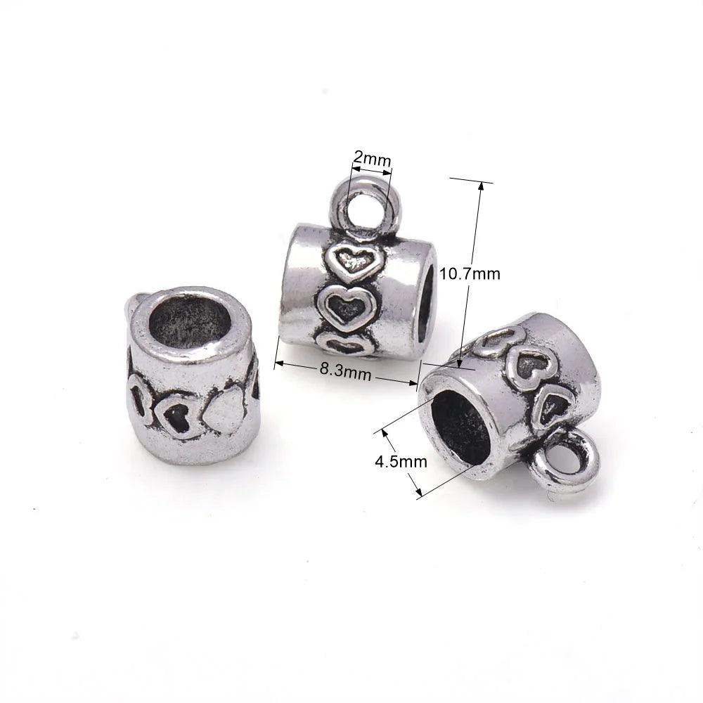 30Pcs Antique Tibetan Silver Connector Bail Tube Beads Spacer Bead Hanger For Jewelry Making Fit European Charm Bracelet Pendant