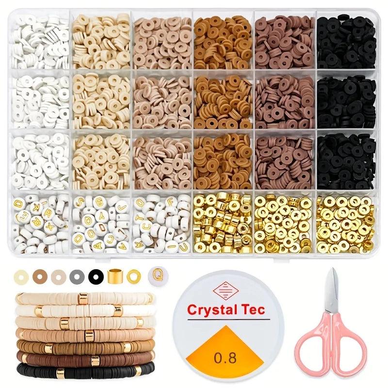 2414PCS 6Colors Clay Beads With Letter Beads Kit For Jewelry Making DIY Bracelet Necklace Earrings Girls Handmade Craft Supplies
