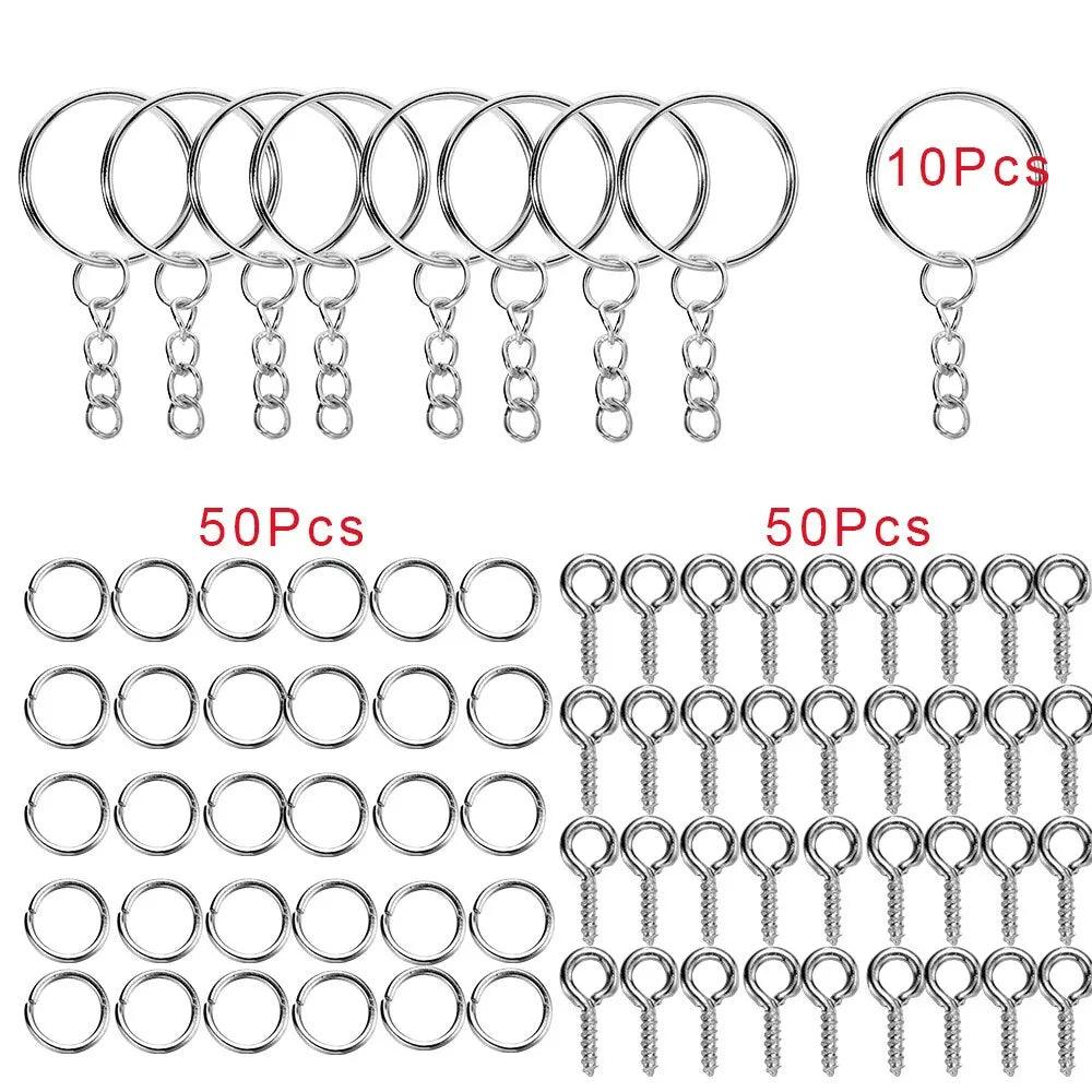 110Keychain Open Jump Rings Eye Pins Jewelry Making Accessories Kits for DIY Epoxy Resin Key Chain Key Ring Pendants
