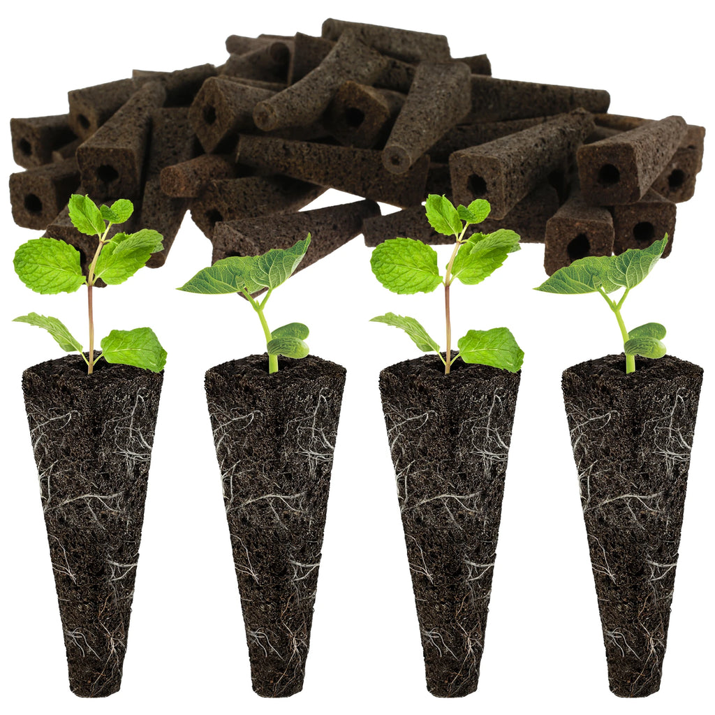 50Pcs Hydroponics Seed Starter Grow Sponges Seedling Starter Plugs Kit with Plant Labels Tweezer Replacement Root Garden Plantin