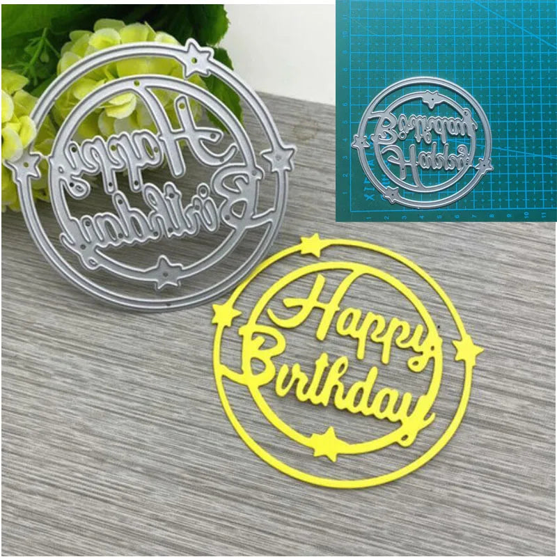 Metal Cutting Dies Happy Birthday Mold Scrapbooking Decoration Paper Knife Mould Blade Punch Template Embossing Stencils