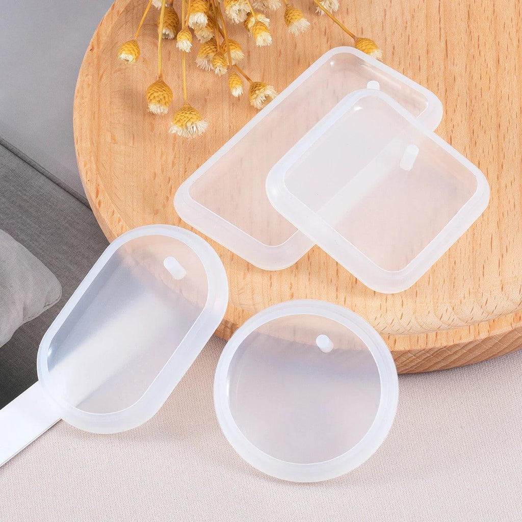 Rectangle Round Pendants Resin Mold Heart/Shield Shaped Silicone Mold for DIY Jewelry Making Earrings Charms Keychain Tools