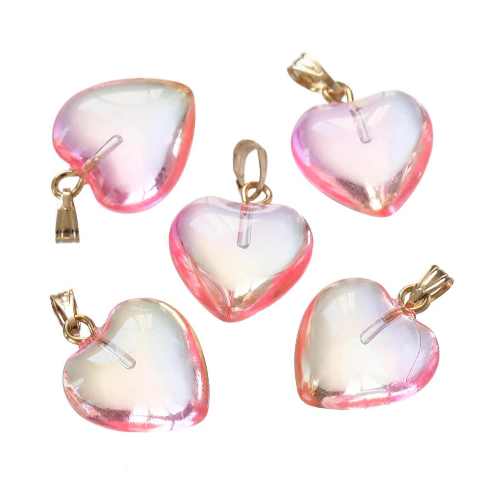 10Pcs/Lot Czech Lampwork Crystal Glass Heart Beads Charms pendant DIY Handmade Jewelry Making Necklaces Earrings Accessories