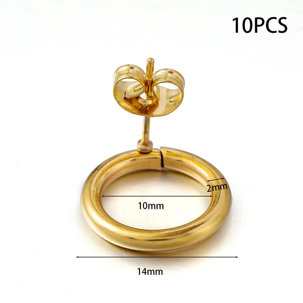 10-20pcs Stainless Steel Blank Earring Stud Golden Earrings Base With Earring Plug Connectors For DIY Jewelry Making Accessories