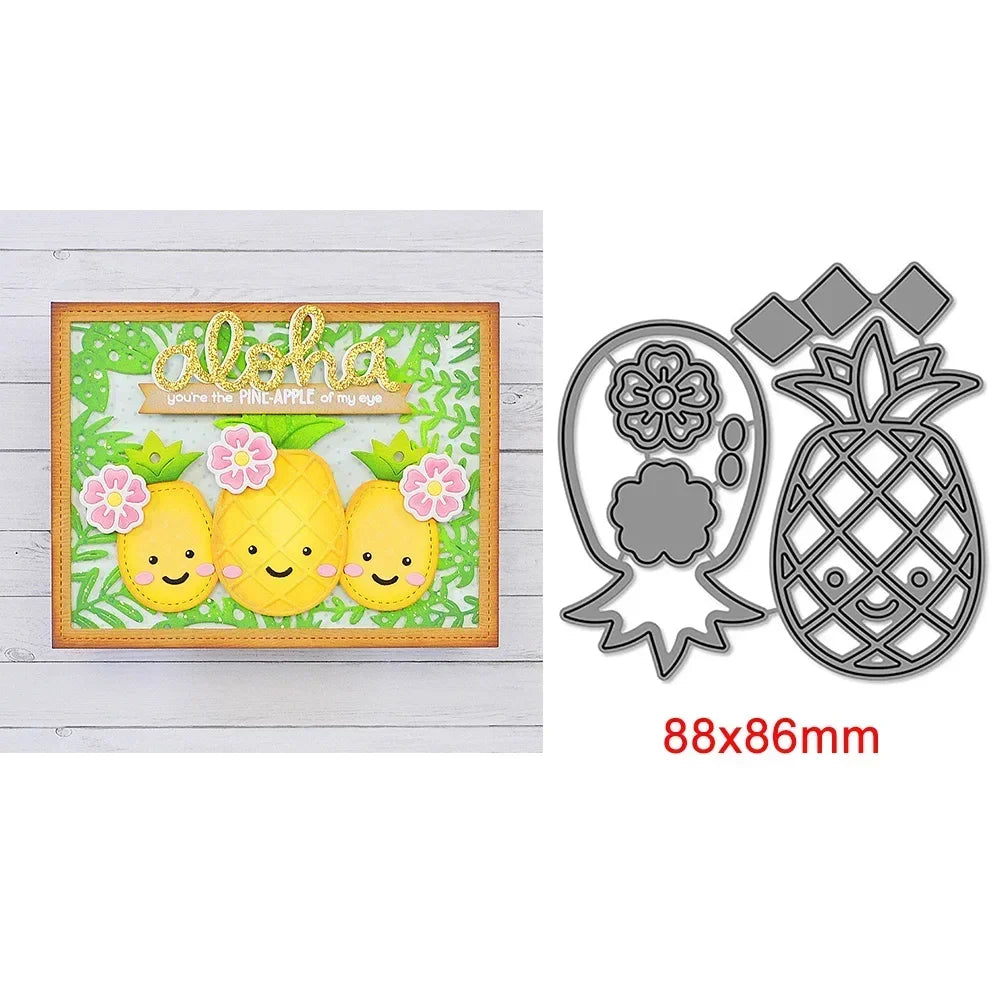 Drinking Cup Fruit Cherry Pineapple Metal Cutting Dies Shining Stars Border Enjoy Words Cut Die For DIY Scrapbooking Card Making