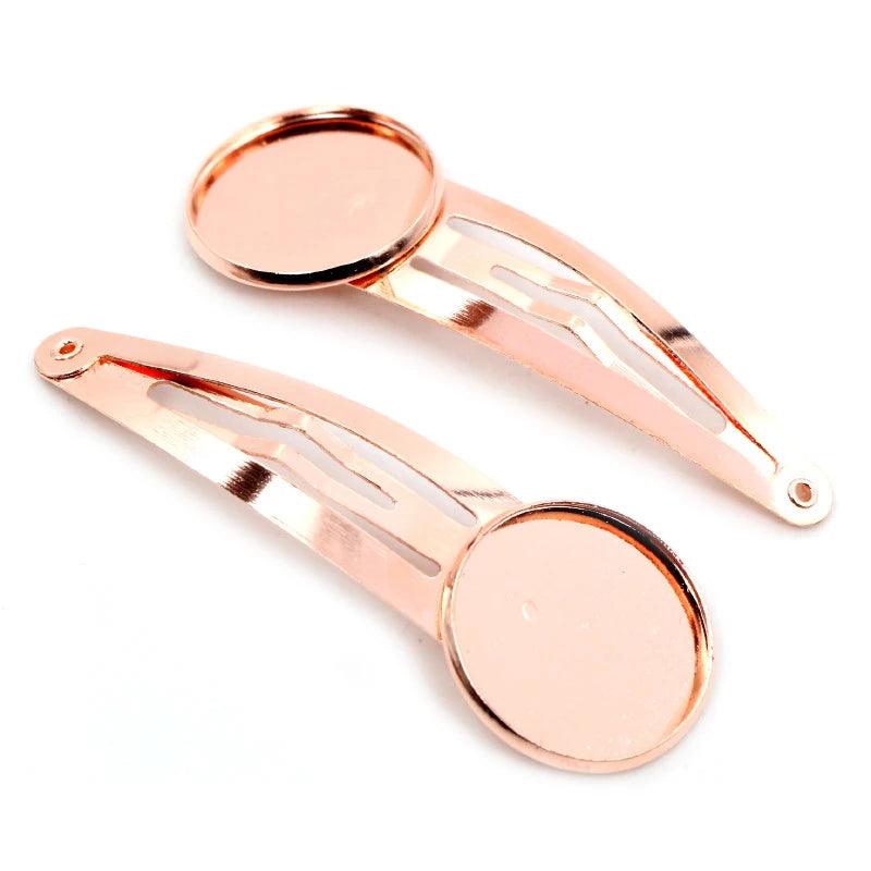 12mm 20mm 10pcs High Quality Rhodium Silver Plated Bronze Black Copper Material Hairpin Hair Clips Base Setting Cabochon Cameo