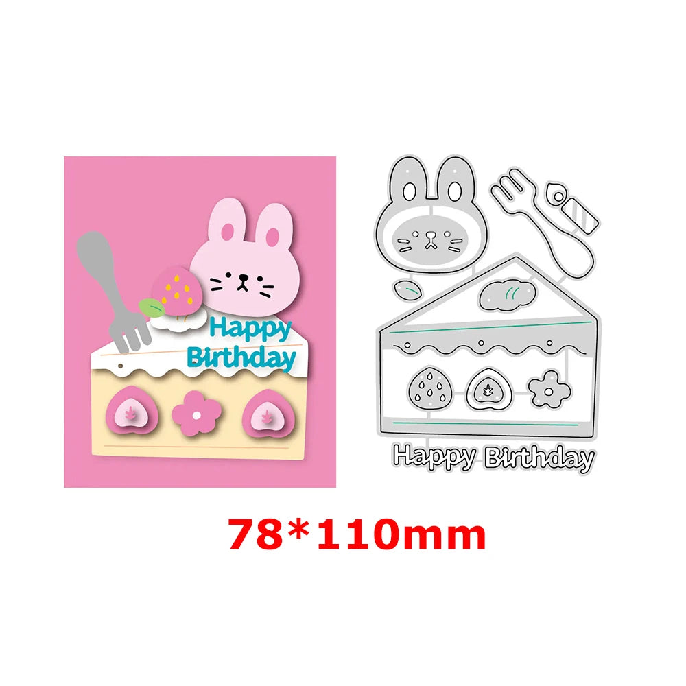 Cat Rabbit Bear Cake Pudding Drink Metal Cutting Dies for DIY Scrapbooking Paper Crafting