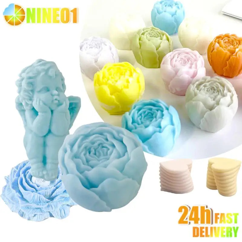 Flower Aromatherapy Candle Silicone Mold Rose Handmade Aromatherapy Soap Expansion Stone Gypsum Mold Baking Candle Making Tools