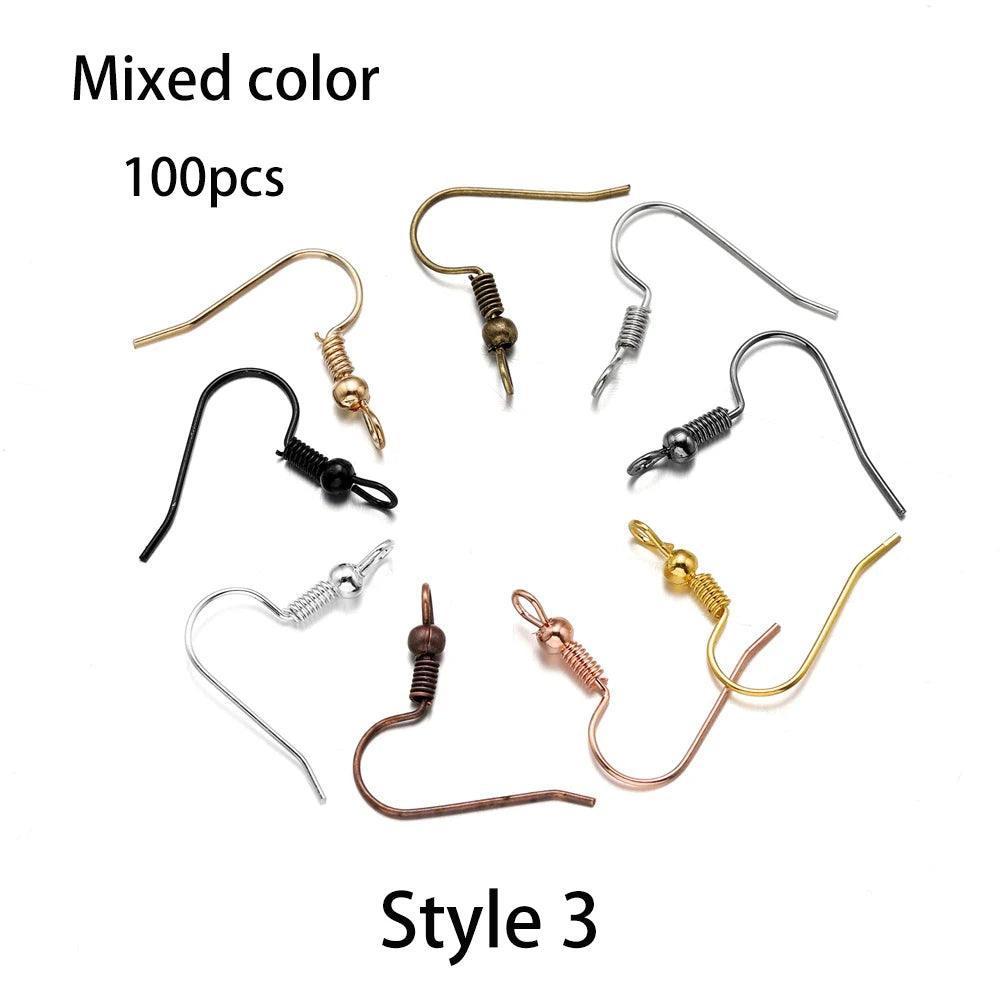20-100pcs French Earrings Clasps Hooks Fittings DIY Jewelry Making Iron Hook Earwire Earring Findings Supplies